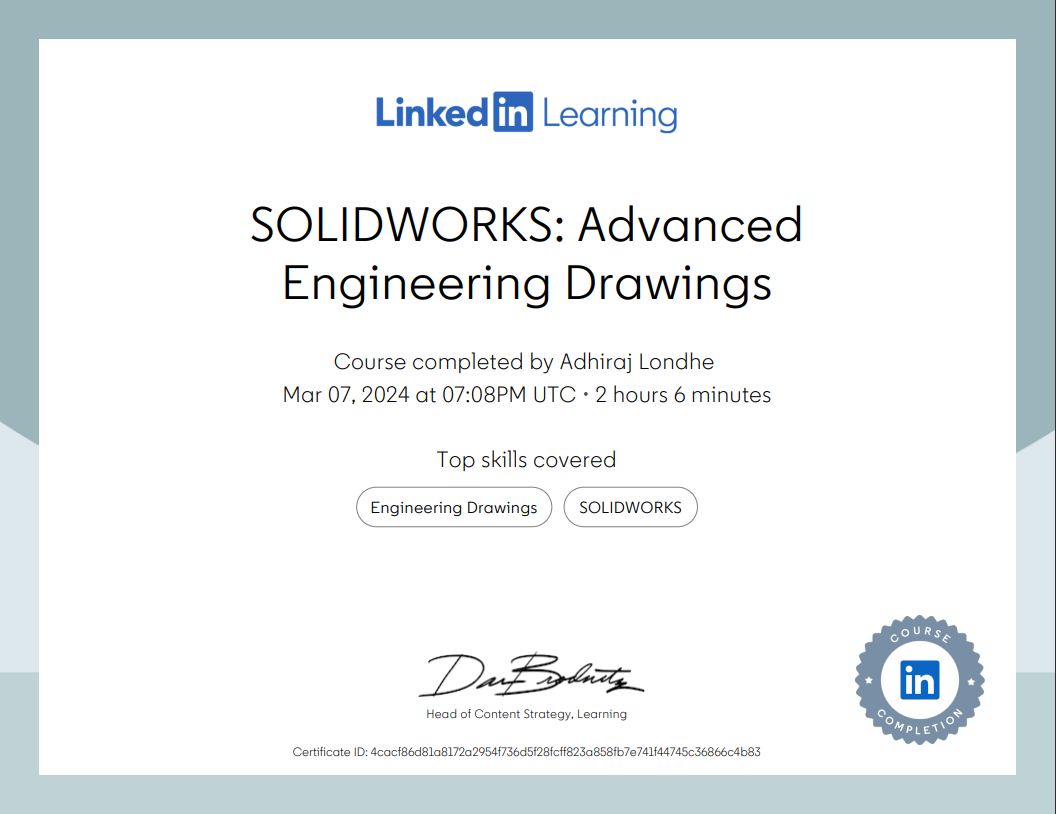 SolidWorks Certificate